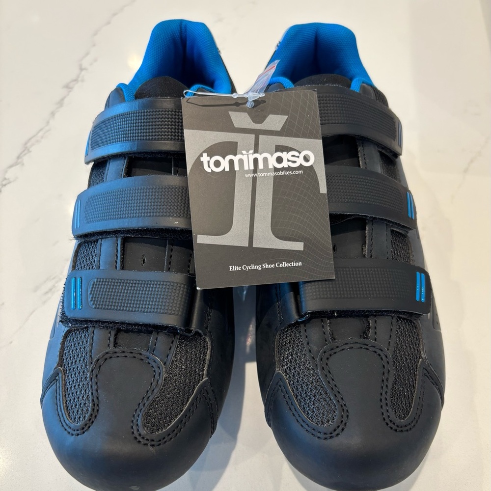 Tommaso Black and Blue Cycling Shoes